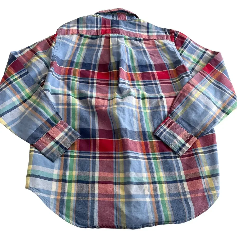 Ralph Lauren Boys Plaid Button-Down Cotton Shirt Size 8 Classic Preppy